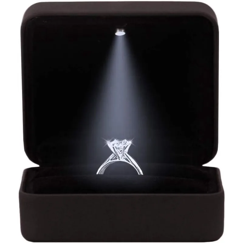Anel de noivado LED Luz Ring Box Caixa de Joias Caixa de Presente