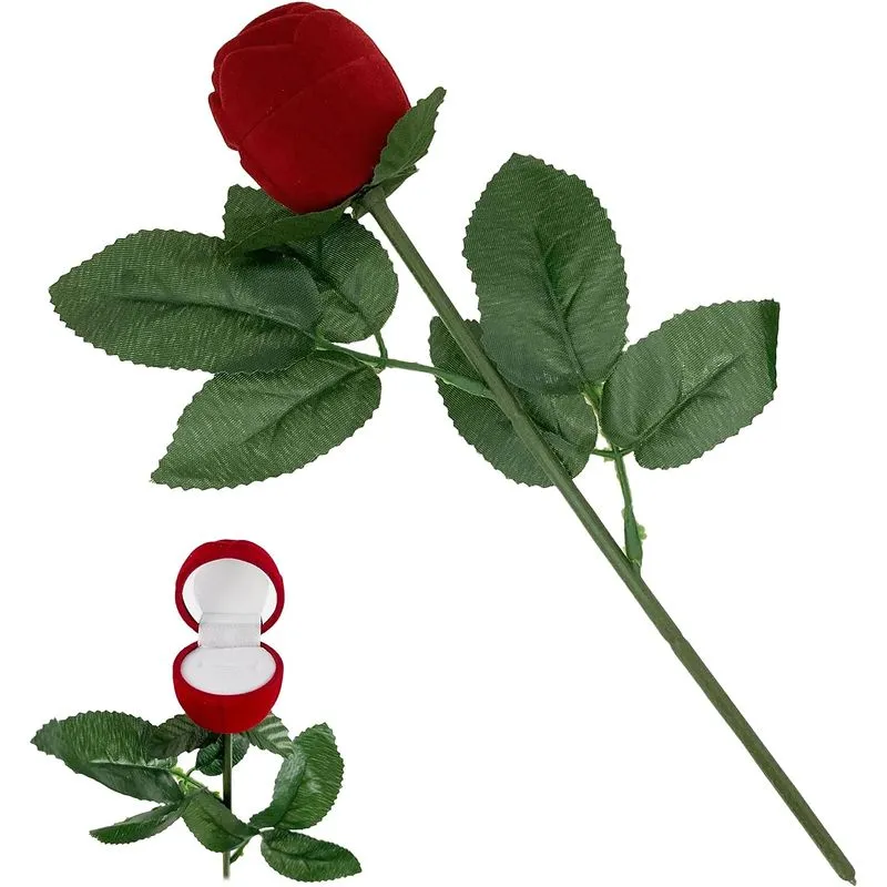 Caixa De Joias Rosa Vermelha Para Brinco De Anel