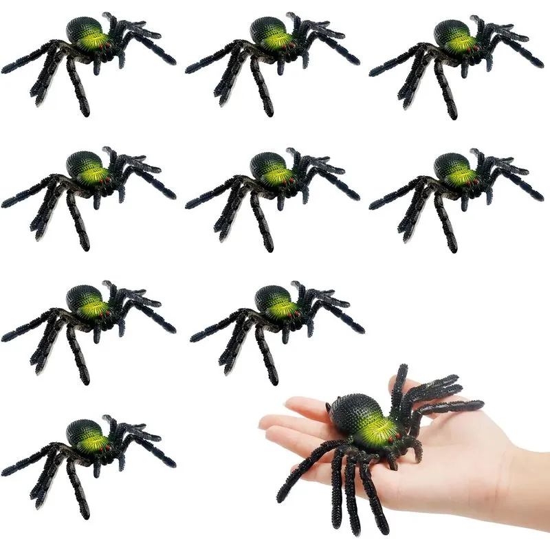 10pcs Pvc Simulação Aranha Aranha Falsa Brinquedos Travessos (la