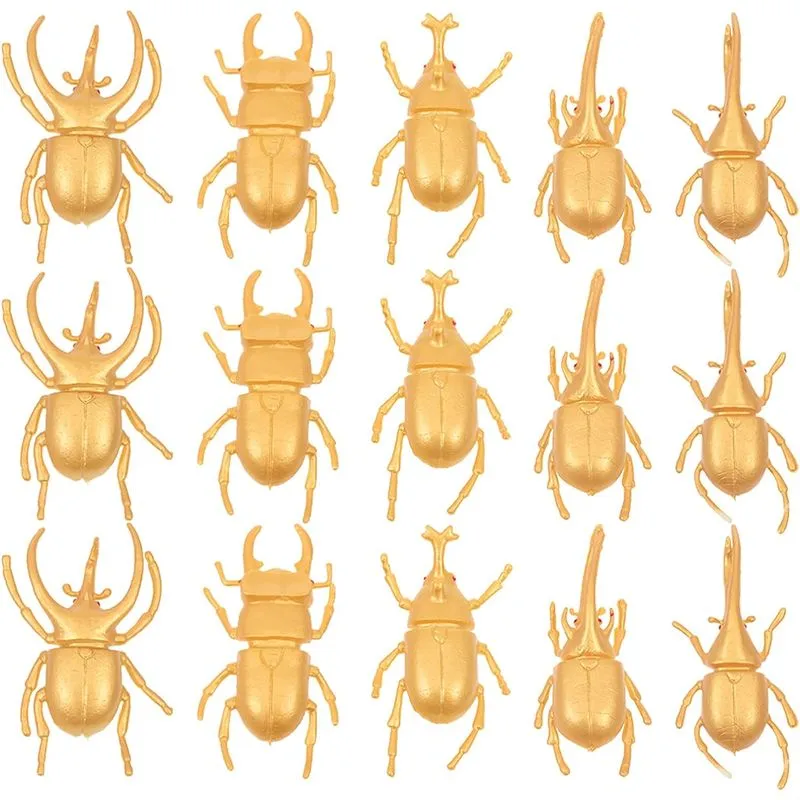15pcs Besouro Dourado Modelo Brinquedos Falso Besouro Plástico Lifelike