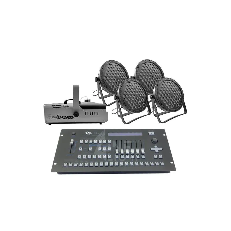 Kit 4 Par Led Slim 60 Led 3w+Máq Fumaça 2000w+Mesa Pilot