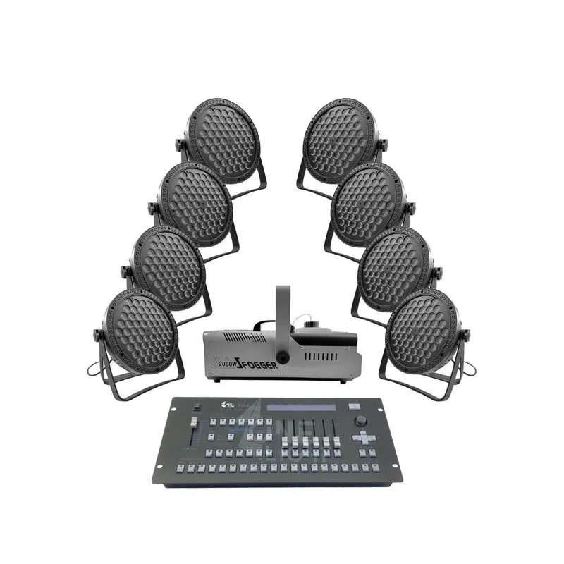 Kit 8 Par Led Slim 60 Led 3w+Máq Fumaça 2000w+Mesa Pilot