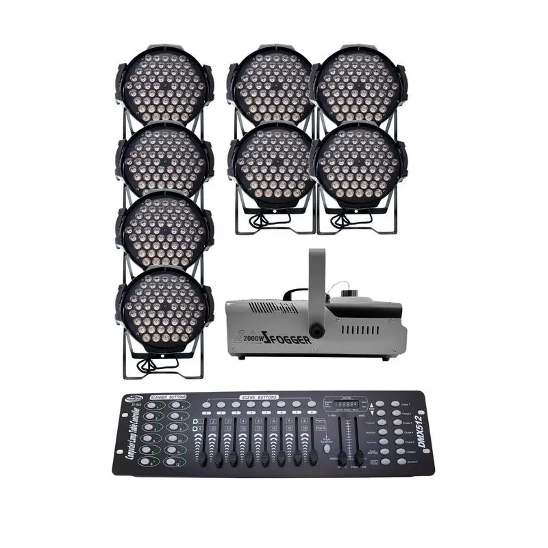 Kit 8 Par Led 60 Leds Rgb Full+maq Fumaça 2000w+mesa Dmx512