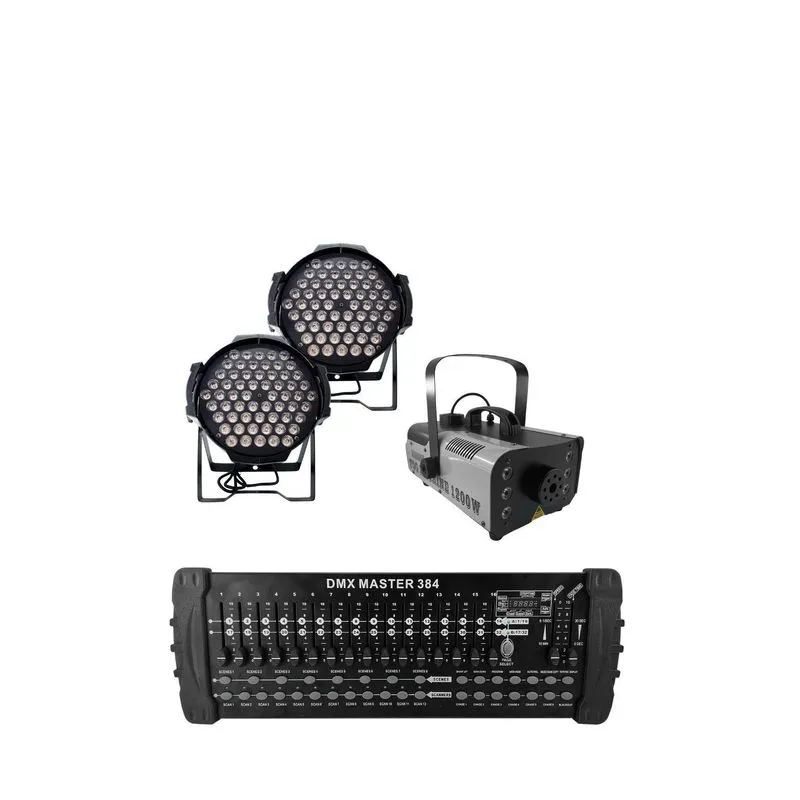 Kit 2 Par Led 60 Leds Rgb Full+maq Fumaça 1200w+mesa Dmx384