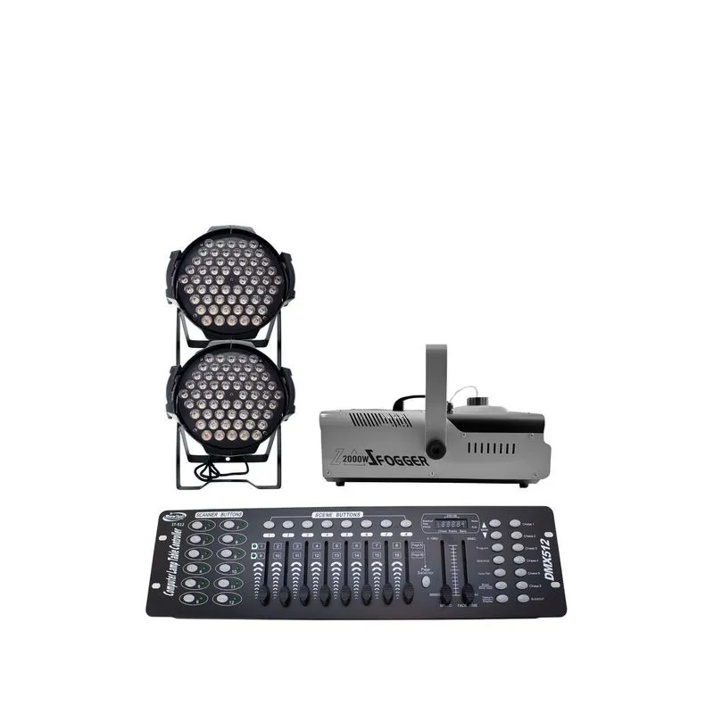 Kit 2 Par Led 60 Leds Rgb Full+maq Fumaça 2000w+mesa Dmx512