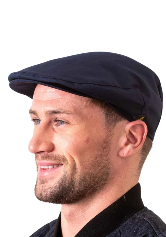 Poplin Flat Cap - Navy Navy / L