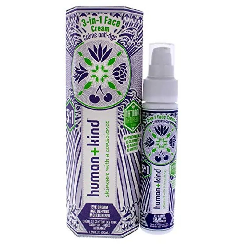 Creme Facial Humano+kind Age-defying 3-in-1 - Revela Pele Fresca E Saudável - Alvos Linhas Finas E Rugas - Ajuda A Repor A Firmeza Da Pele