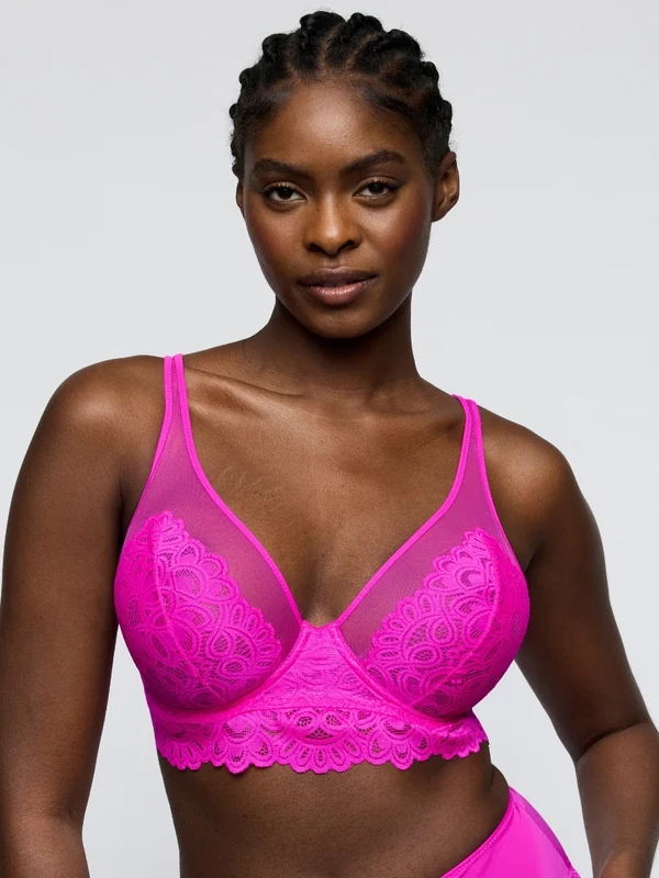 Dear Night Longline Plunge Bra - Influencer Pink Influencer Pink / 36 / G