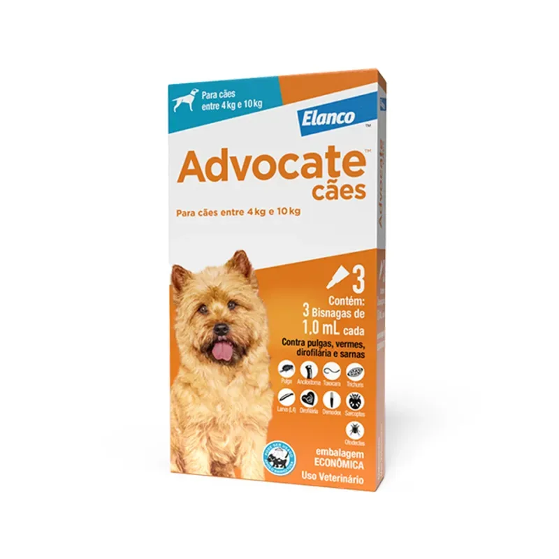Antipulgas Advocate Cães 4 a 10kg 3 pipetas