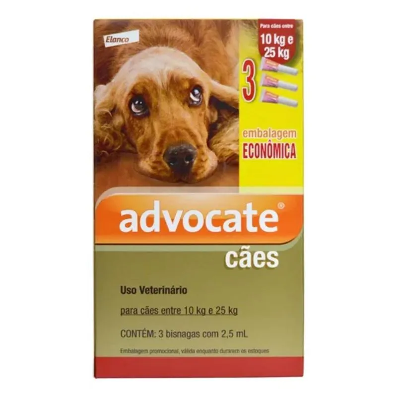 Antipulgas Elanco Advocate Para Cães 10 Kg A 25 Kg - 2,5 Ml