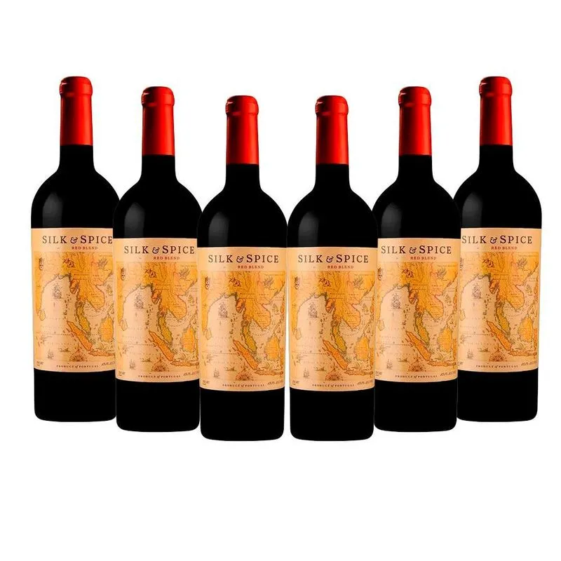 Kit 6 Garrafas De Vinho Português Silk&amp;spice Tinto 750ml