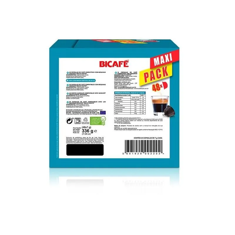 Maxi Pack 48 Cápsulas Espresso Bicafé Intenso e Perfumado Compatível Com Dolce Gusto