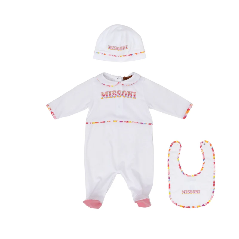 Missoni Kids Newborn Girl's Multicolor Chevron Sleep Suit and Hat Set White / 3M