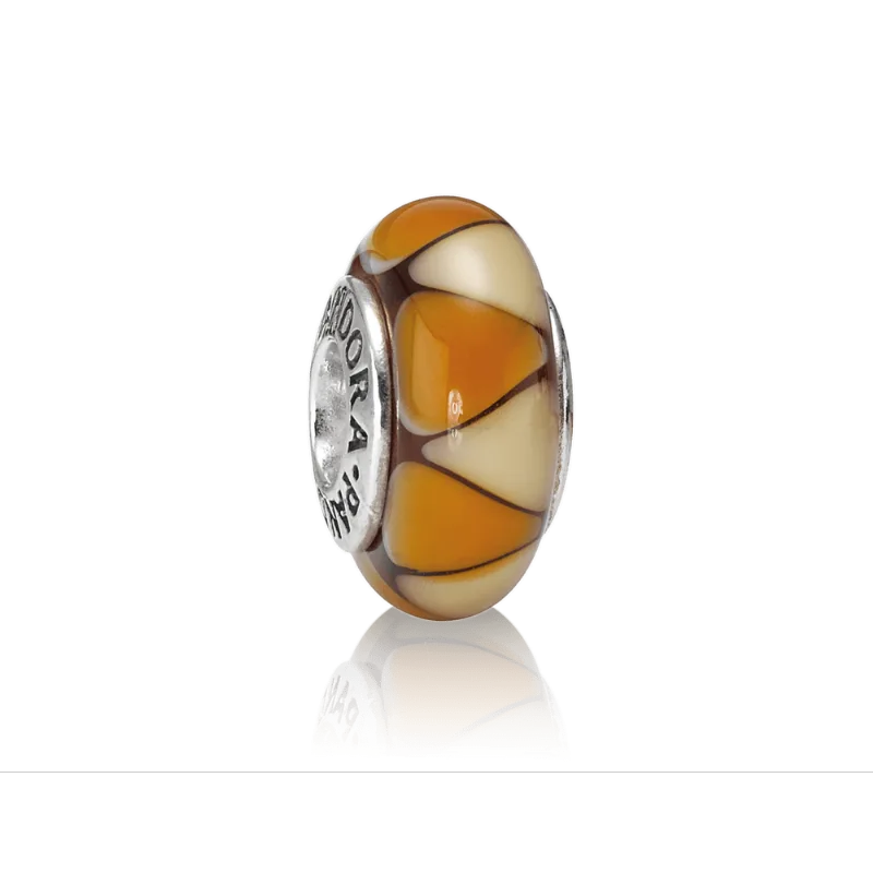 Charm De Prata E Murano Triângulos Cappuccino
