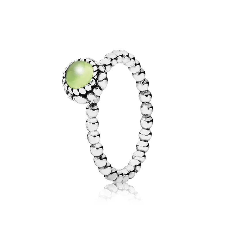Anel De Prata Pontos Com Peridoto_Agosto Anel De Prata Pontos Com Peridoto - Agosto - 56