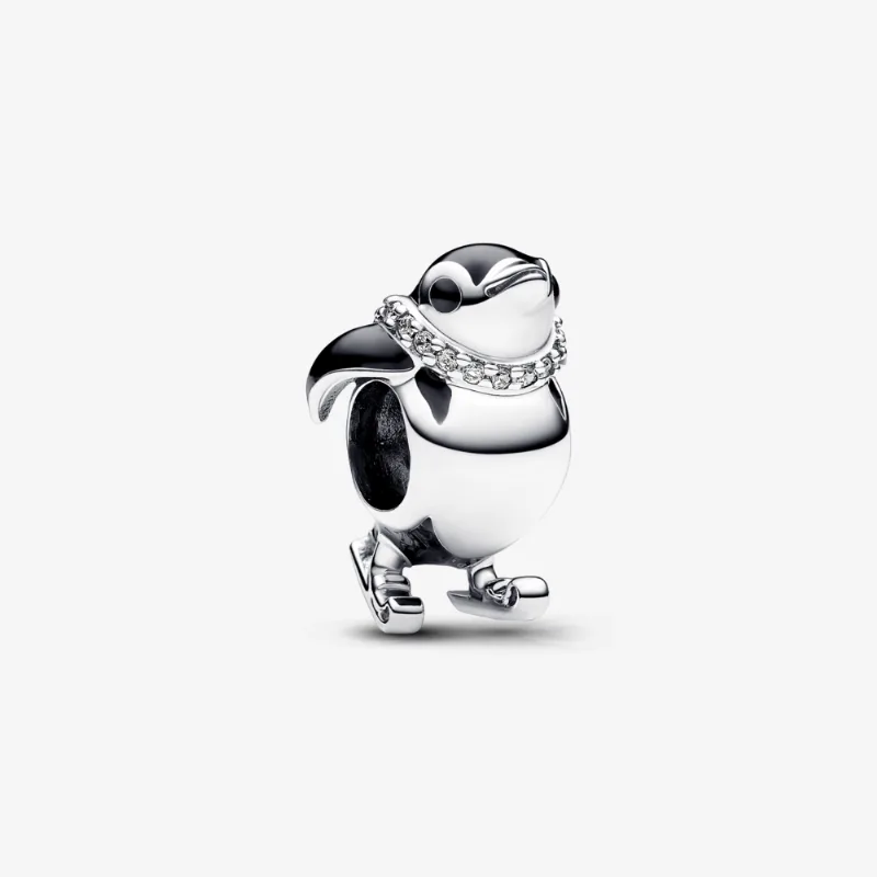 Charm Prata Pinguim Esquiador Charms Pinguim
