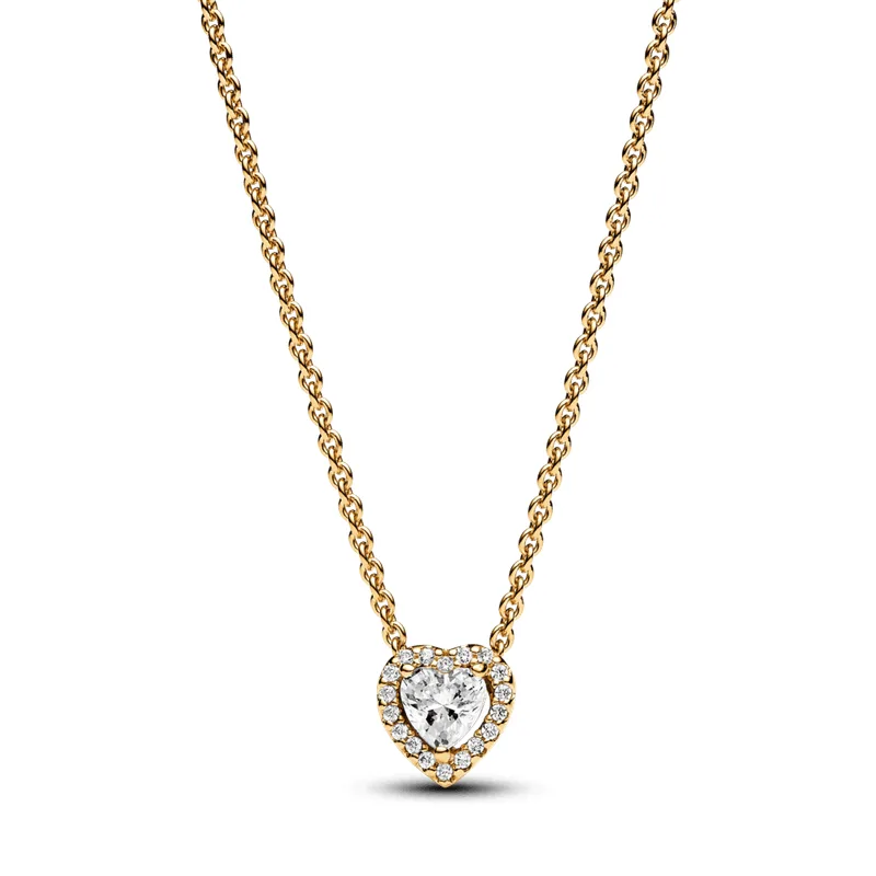 Colar De Ouro 14k Coração Cintilante Com Zircônias - 45 CM