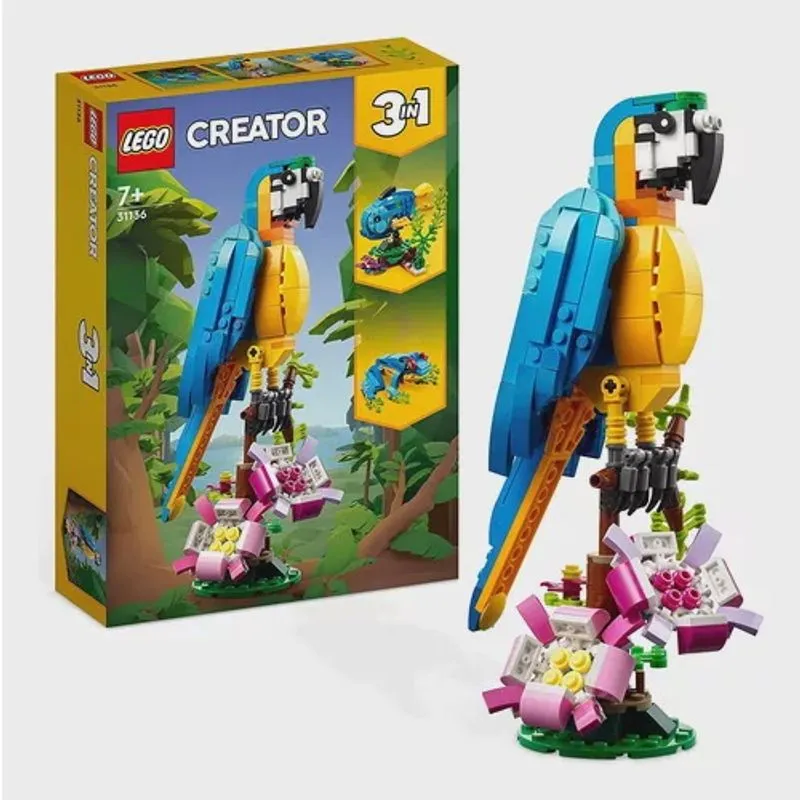 Lego Creator 3 em 1 Tucano Papagaio Exótico 253 Peças - 31136