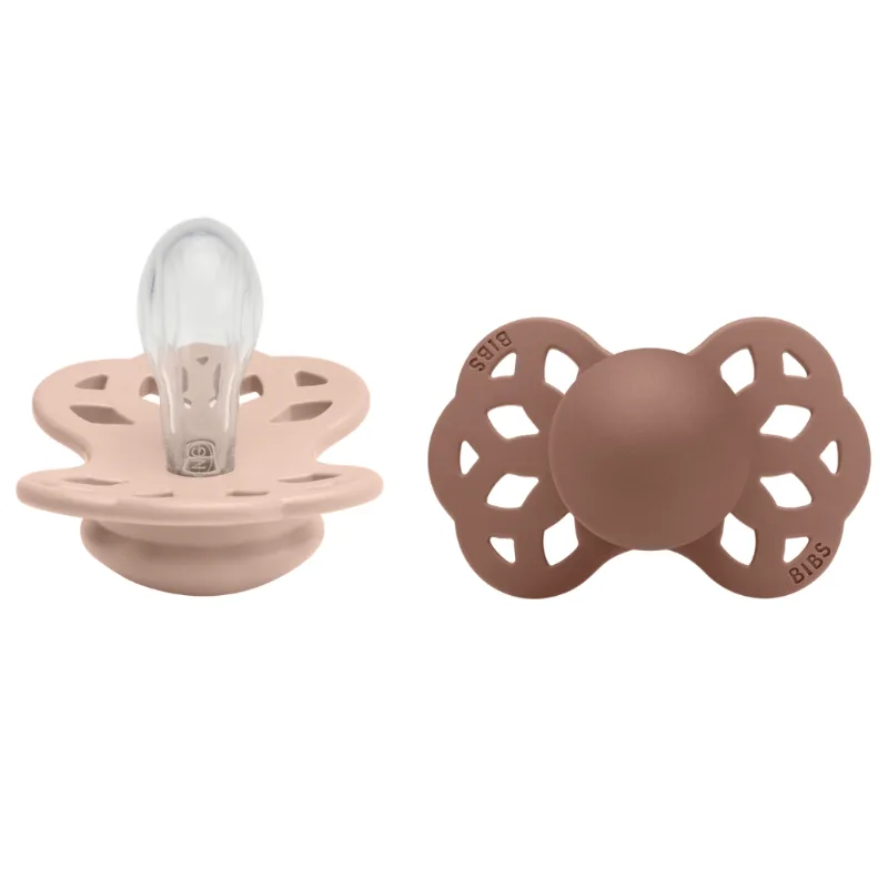 Kit com Duas Chupetas Infinity Silicone Rosa Bebê e Ganache Tam 1 - 0 Meses Bibs