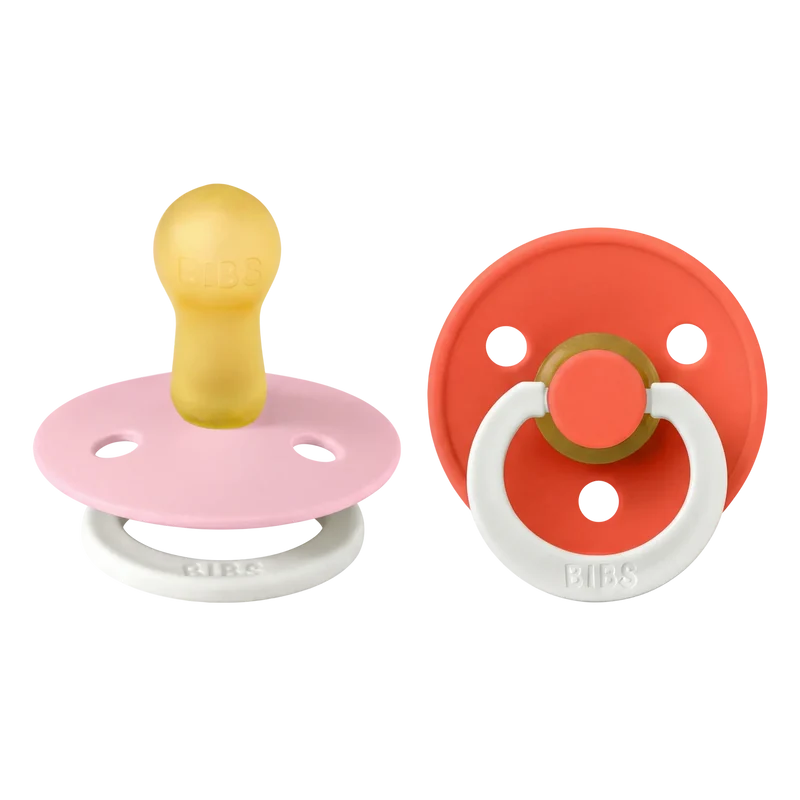 Bibs 2 suzete latex tip cherry Colour Night Glow 6m+ Baby Pink/Tango