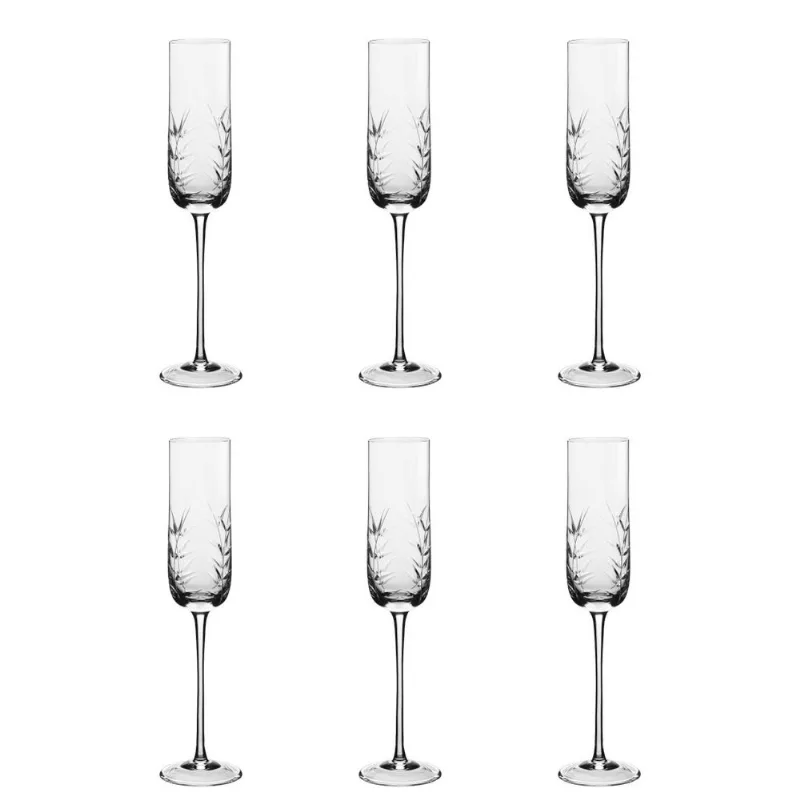 Jogo de 6 Taças de Cristal Strauss Champagne - 232 ml - Oásis