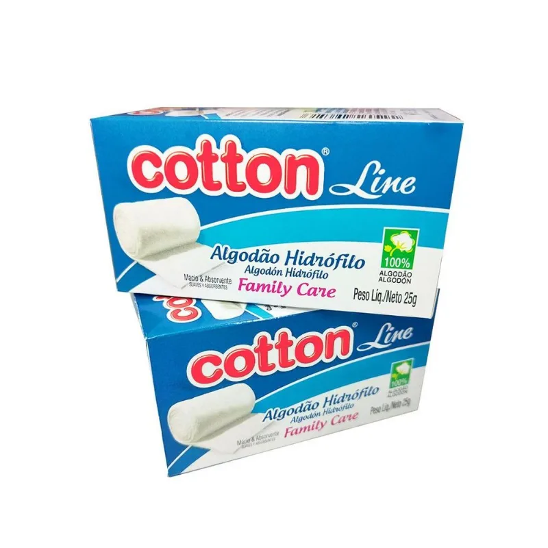 Algodão Hidrófilo Cotton Line Family Care 25g Com 60