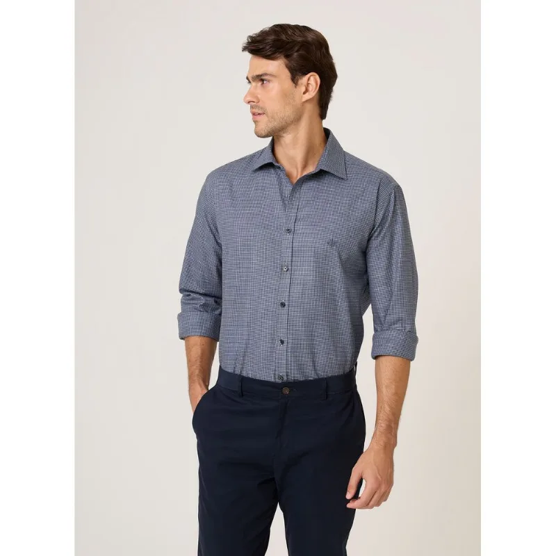 Camisa Comfort Fit Melangê Vichy Dudalina Masculina 3