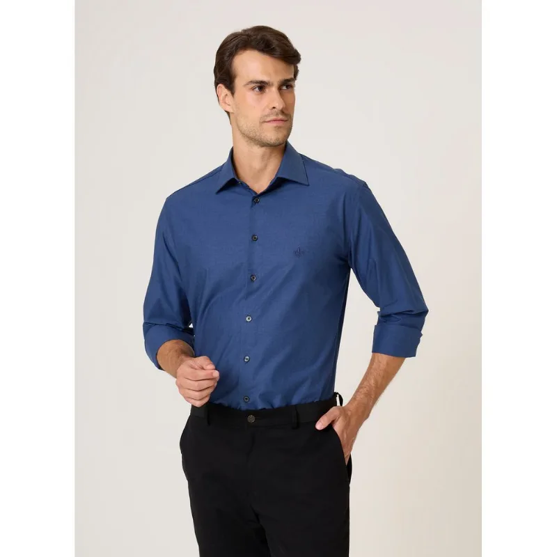 Camisa Comfort Fit Melangê Egípcio Dudalina Masculina 46