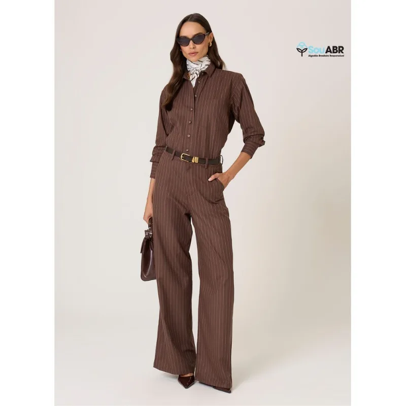 Calça Reta Listrada Adriana Dudalina Feminina 44