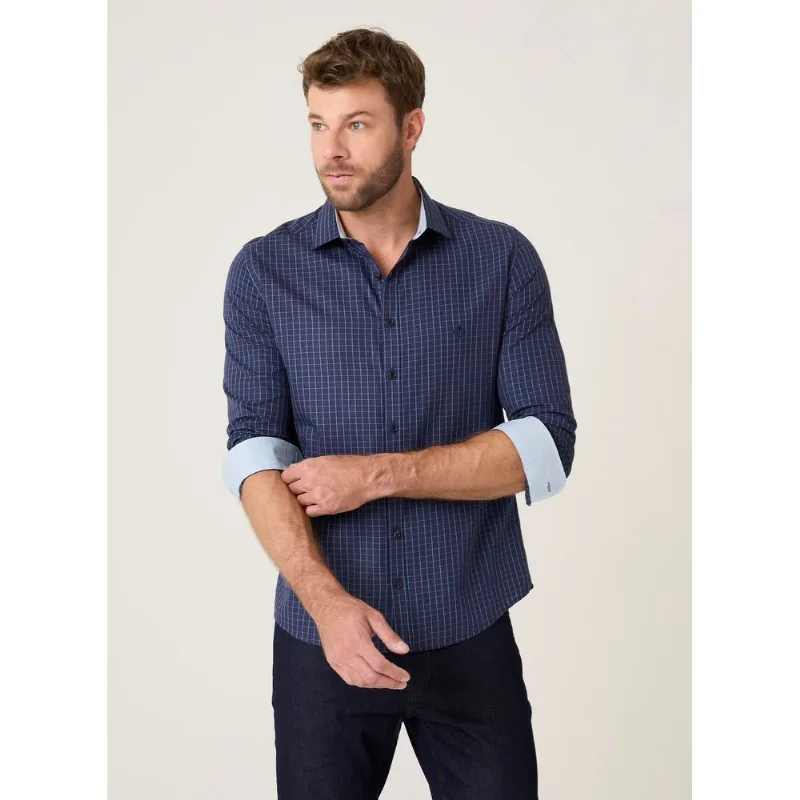 Camisa Slim Fit Tricoline Xadrez Dudalina Masculina 4