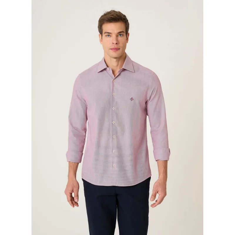 Camisa Slim Fit Tricoline Listrada Dudalina Masculina 6