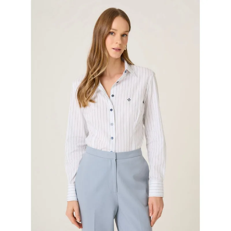 Camisa Slim Fit Listrada Dudalina Feminina 42