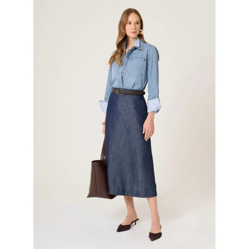 Saia Jeans Midi Fran Dudalina Feminina 36