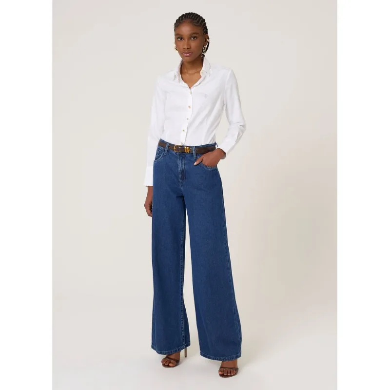 Calça Jeans Wide Leg Kaila Dudalina Feminina 36