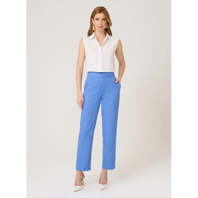 Calça Slim Fit Listrada Leila Dudalina Feminina 36