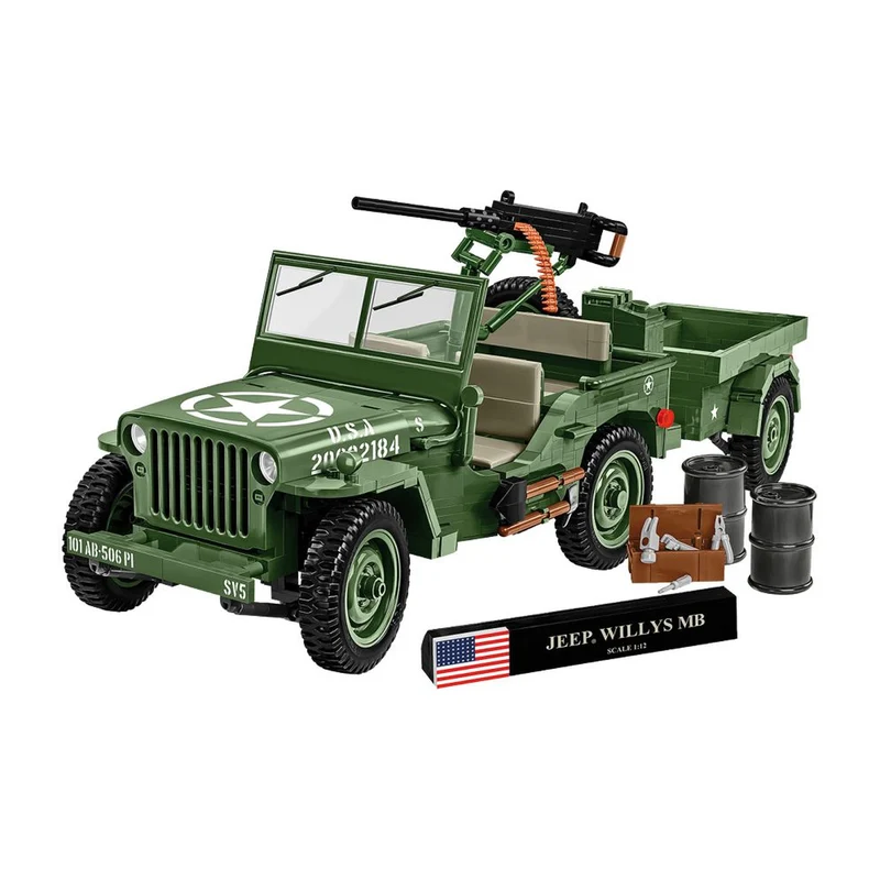 World War 2 Willys MB + Trailer Exclusive (1580 Pcs)