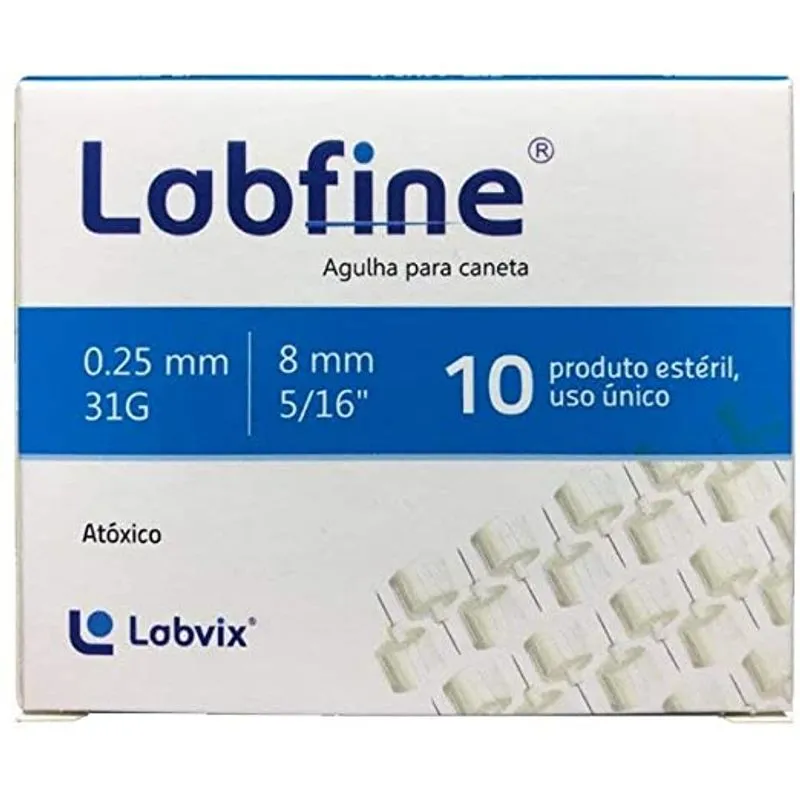 Agulha para Caneta Labfine 8mm 31G Labvix 10 Unidades