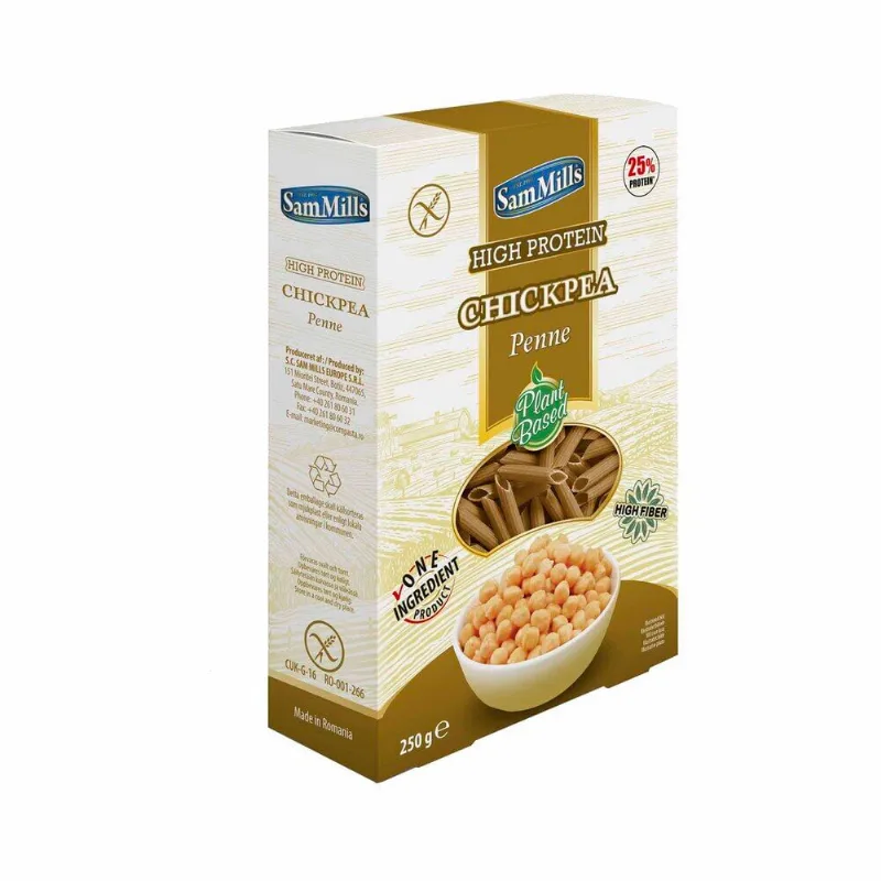 Fideos penne rigate Sam Mills harina garbanzo sin TACC 250 g.