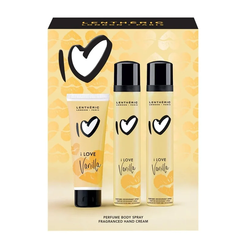 I LOVE VANILLA 2 x PERFUME BODY SPRAY 90ML & HAND CREAM