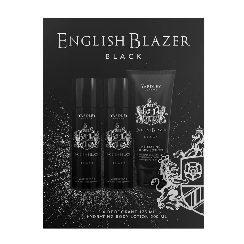 ENGLISH BLAZER BLACK 2 x DEODORANT SPRAY 125ML & BODY LOTION 200ML