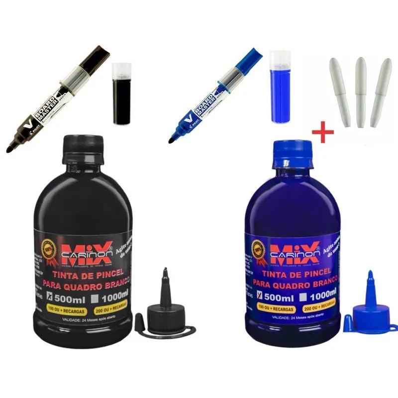 Combo Tinta Marcador De Quadro Branco 500Ml + 2 Pincel Pilot