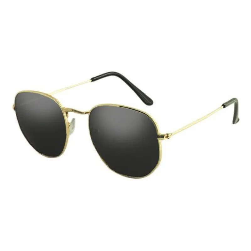 Óculos Hexagonal Feminino Retro Preto/Dourado