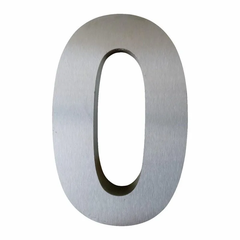 Número 0 De Aço Inox 304 3D Caixa Alta Escovado 35 Cm