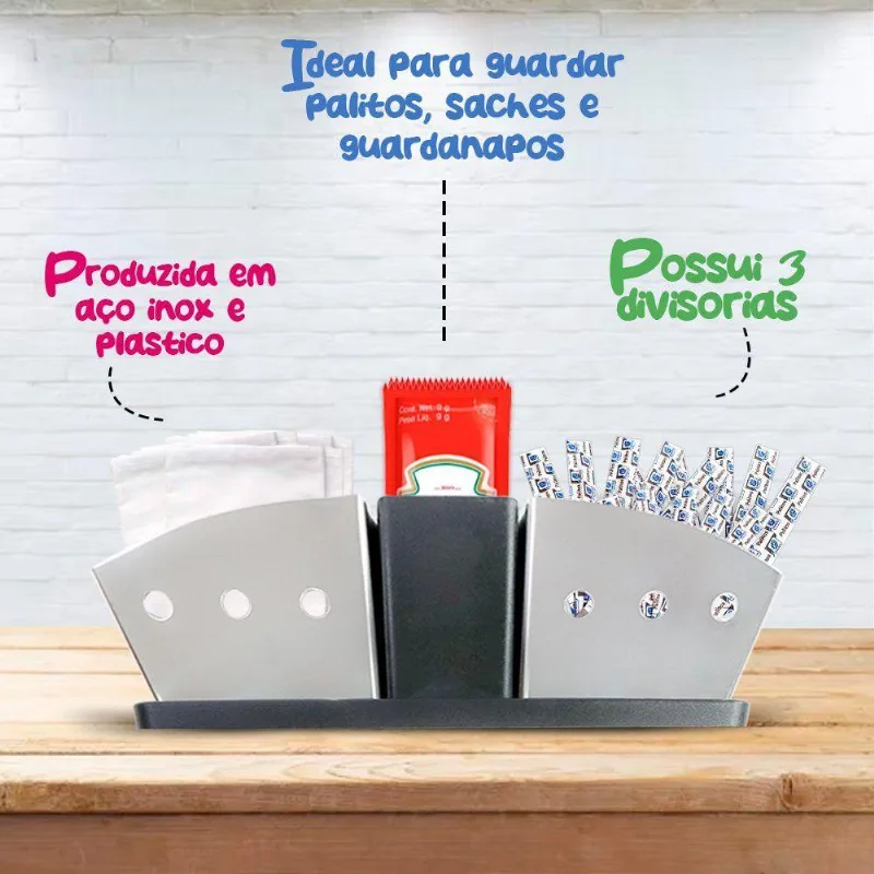 Porta Sachês Paliteiro Inox Para Mesa Bares E Restaurantes