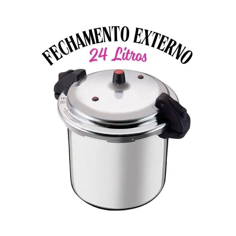 Panela De Pressão Alumínio Fechamento Externo 24l Com Válvulas De Segurança