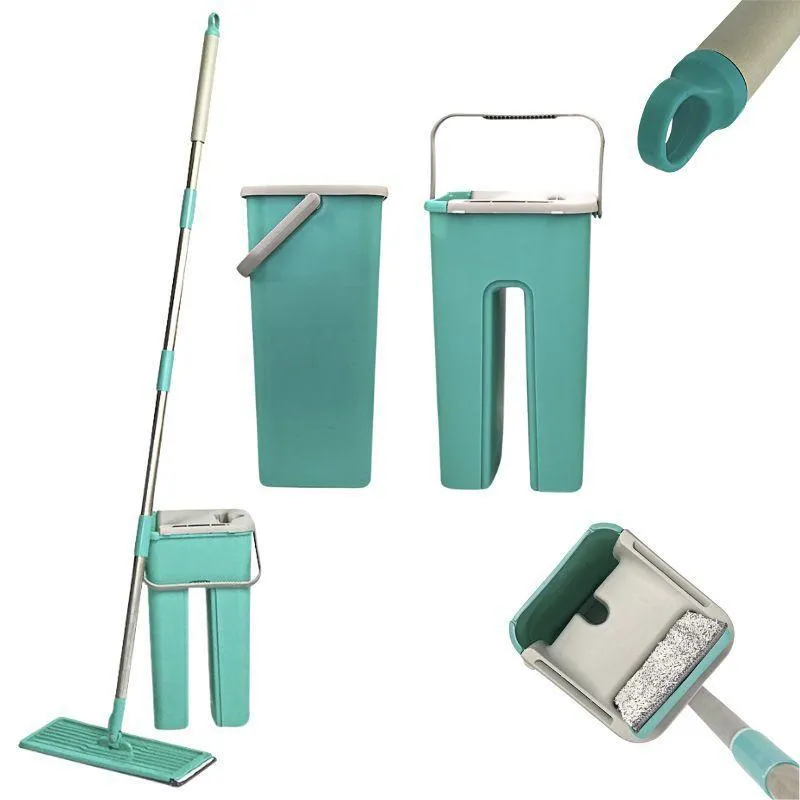 Rodo Flat Mop E Balde Lava E Seca Profissional Com 1 Refil
