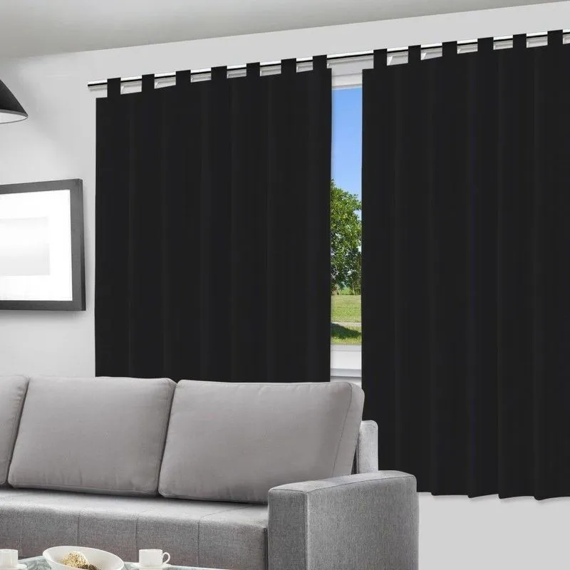 Cortina Blackout Com Alça Para Varão 280cm X 280cm Pvc Preto Vida Pratika