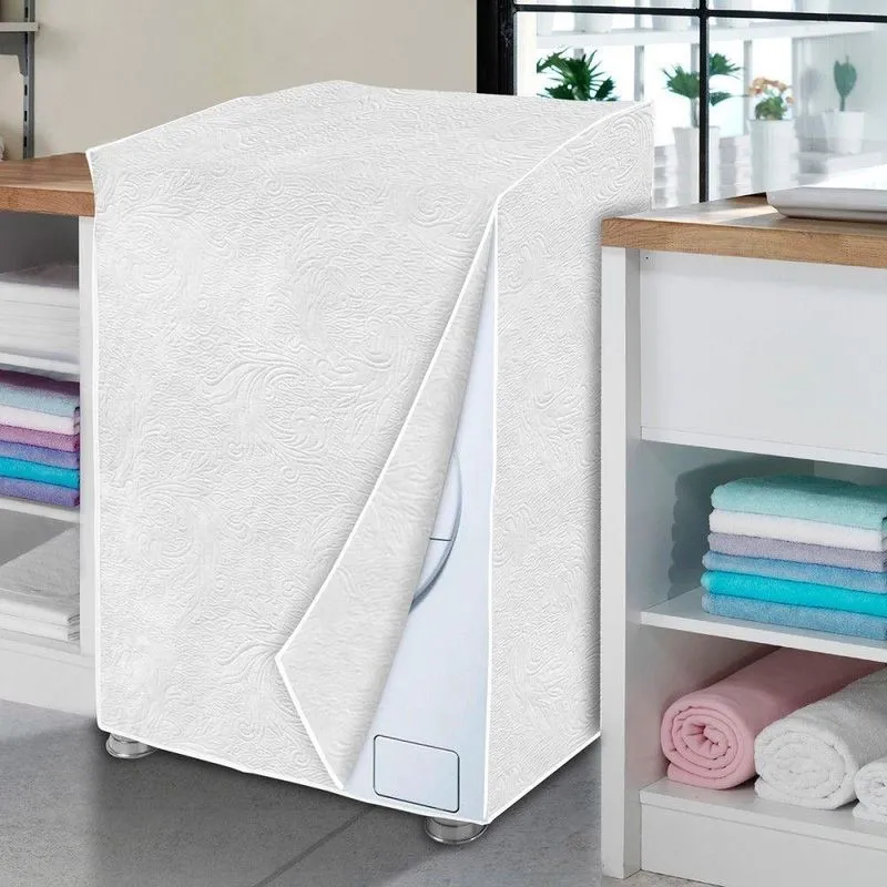 Capa Para Máquina De Lavar Gg Flanelada Branca Frontal