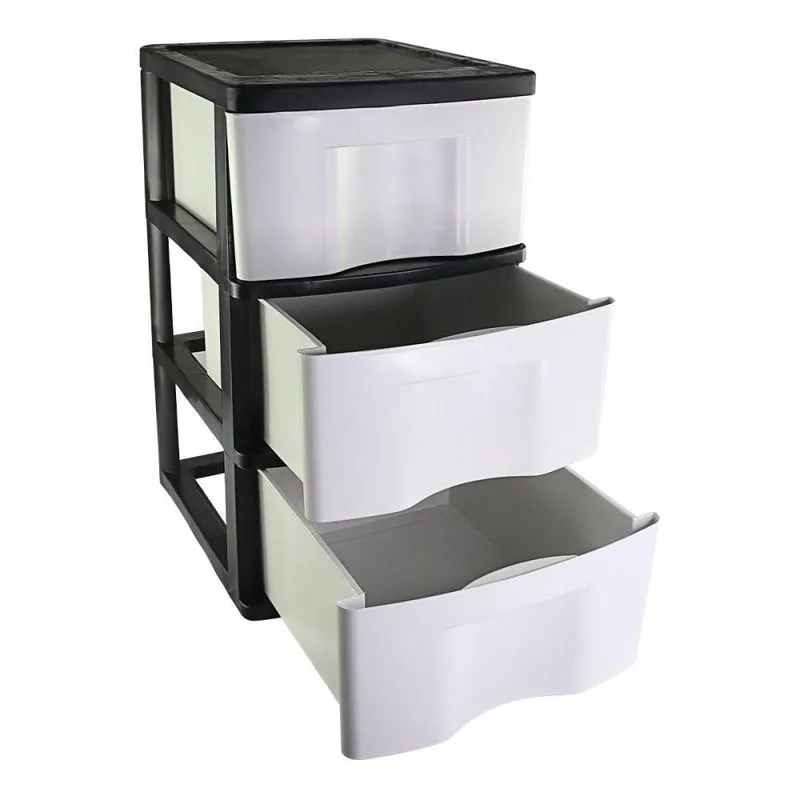 Gaveteiro De Chão Organizador Com 3 Gavetas Preto / Branco