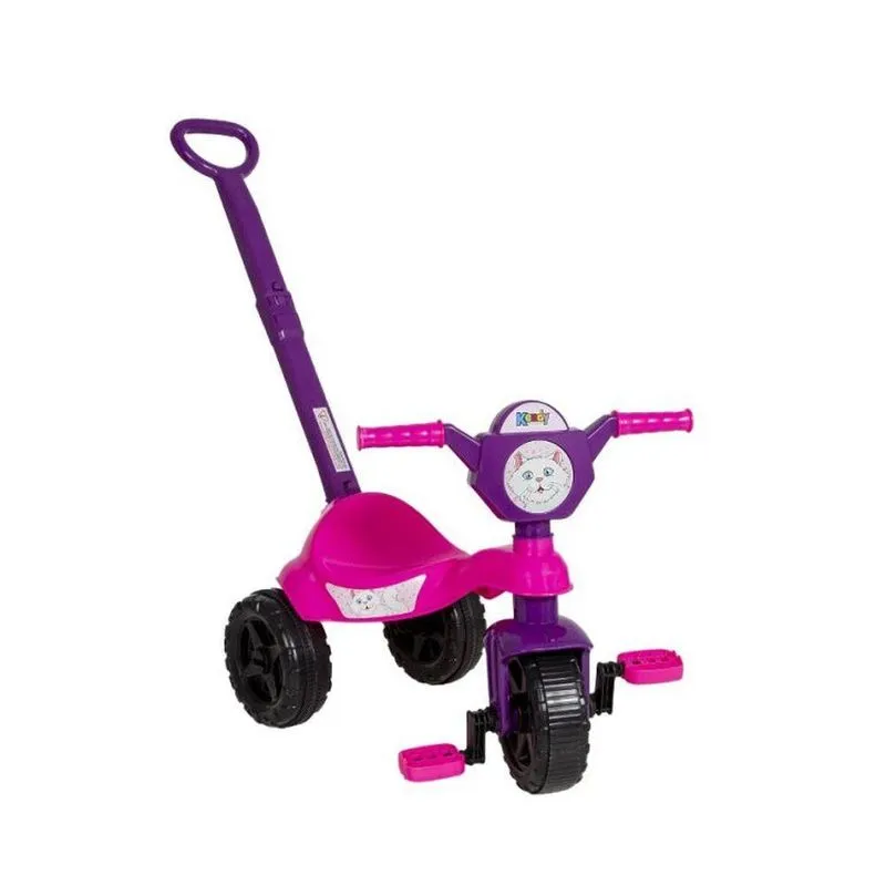Carrinho De Passeio Com Pedal Triciclo Gatinha Com Haste